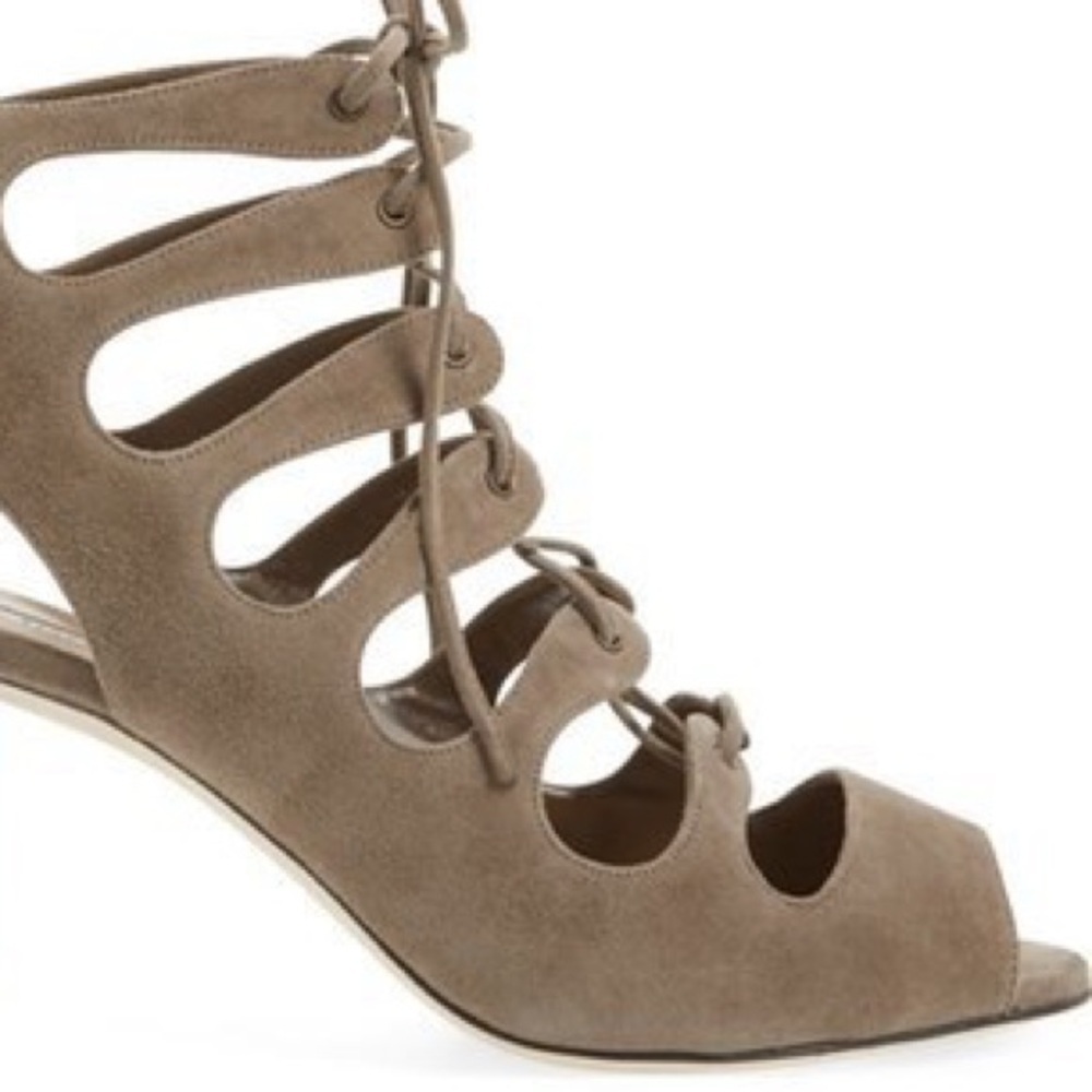 Manolo Blahnik Attal Black Suede Gladiator Lace-up Heeled Sandals - Like new - Picture 10 of 16